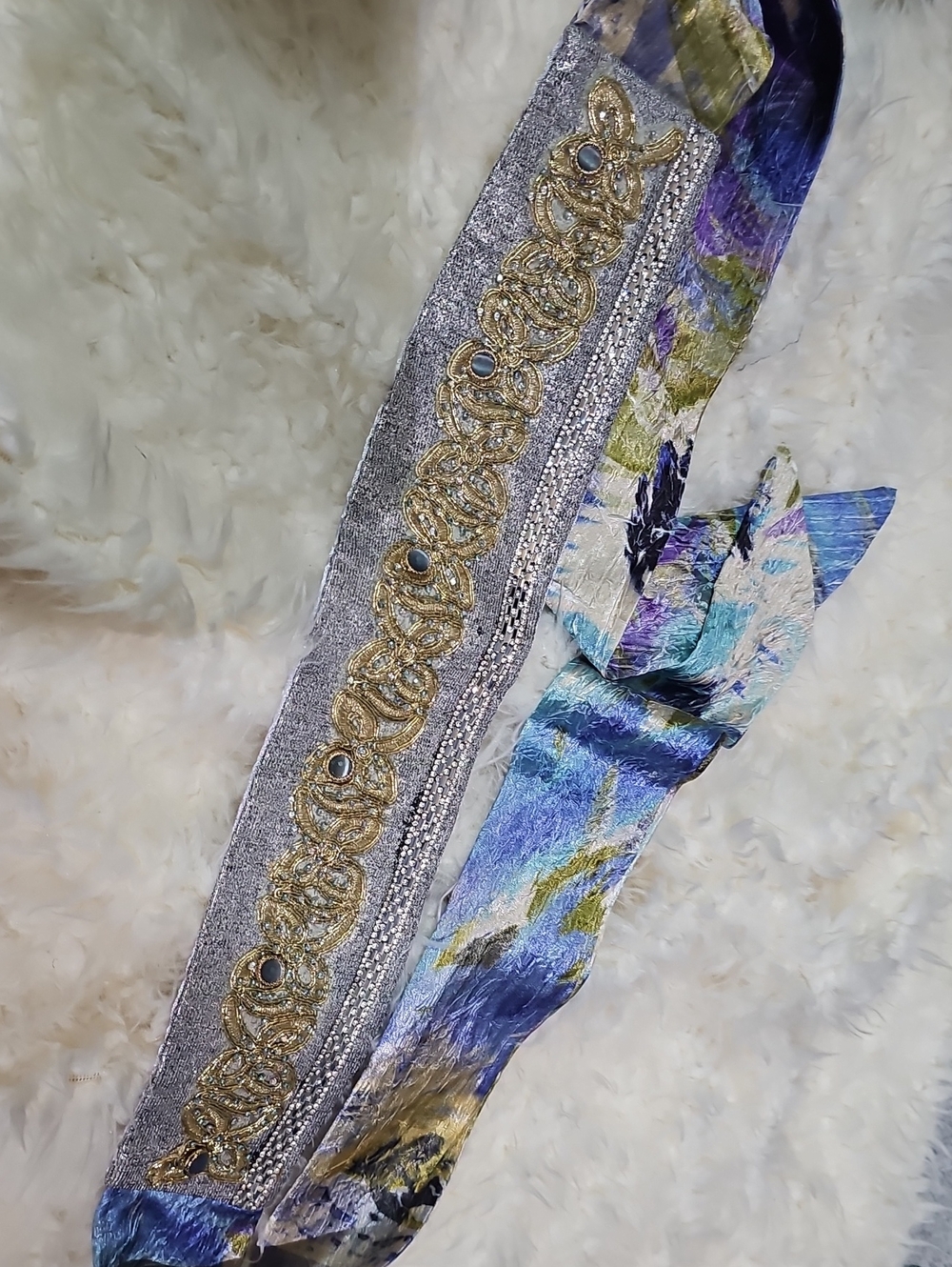 Custom Made Glitter Sparkle Fancy Cloth Sash Tie Belt. Small.
